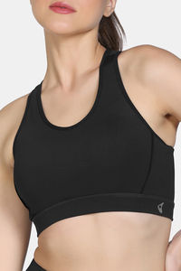 Zelocity Medium Impact Quick Dry Sports Bra - Black Beauty — thumbnail 6